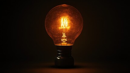 Poster - A single glowing light bulb in darkness, often used for ambiance or lighting effects