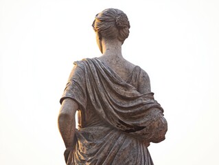 Poster - A statue of a woman wearing a draped dress, sitting still and serene