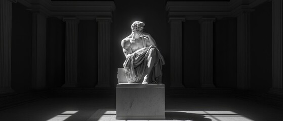 Poster - A classic sculpture in a quiet space, suitable for interior design or museum settings
