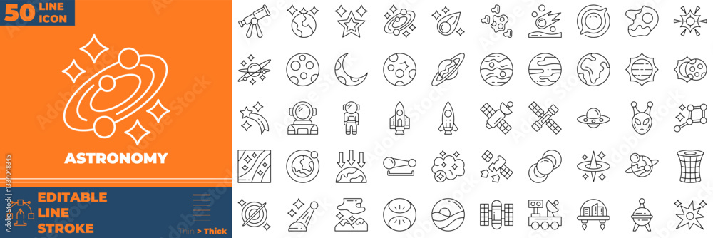 Astronomy Line Editable Icons set Stock Vector | Adobe Stock