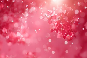 Poster - A bunch of pink flowers growing on a tree branch