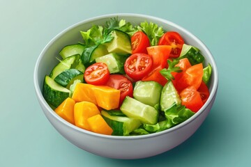 Poster - A white bowl filled with an abundance of fresh vegetables