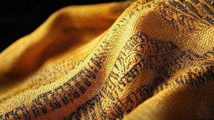 Aufkleber - Close-up shot of a yellow scarf with written text, suitable for use in creative projects or as a visual aid