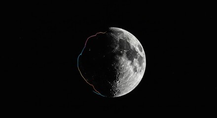 Wall Mural - generative ai detailed lunar surface with colorful border moon lunar surface craters space astronomy