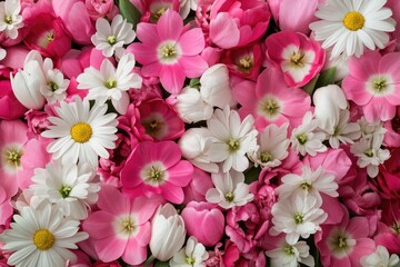 Poster - A close-up shot of pink and white flowers