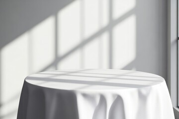 Poster - A plain white table with a white cloth laid out