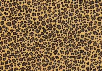 Poster - Realistic leopard print pattern on a textured golden background perfect for fashion, interior design, or art projects showcasing wildlife aesthetics
