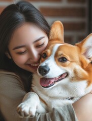 Poster - A person sitting with a dog on their lap, enjoying a moment of affection and comfort