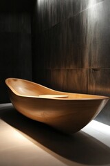 Aufkleber - A rustic wooden bathtub sits atop a modern white countertop, perfect for bathroom or home decor inspiration