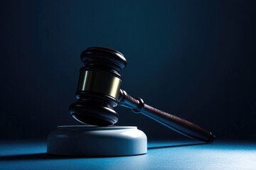 Poster - A wooden gavel resting on a table surface