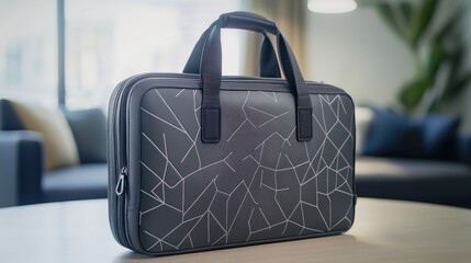 Poster - Stylish Black Bag with Elegant Pattern in Modern Living Space