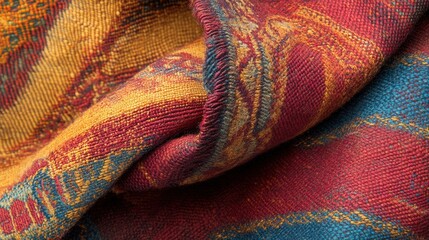Poster - Vibrant Close-Up of Colorful Textured Fabric with Intricate Patterns