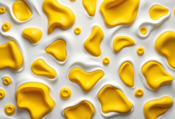 Wall Mural - abstract pastel yellow fluid organic shapes seamless pattern on white background, spring, wallpaper