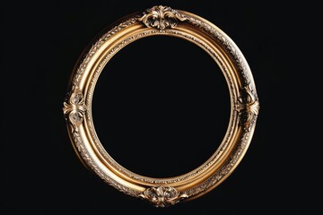 Aufkleber - A decorative gold picture frame sitting on a dark black surface