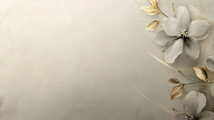 Aufkleber - Elegant Floral Design with Soft Gray Background and Delicate Flower Accents for Home Decor or Invitations