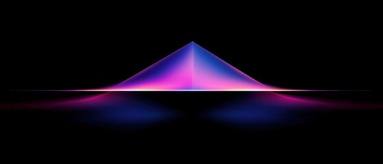 Poster - Vibrant Gradient Tri-angle, an artistic abstract wallpaper featuring a blurred multicolored gradient on black, emphasizing a central tri-angle shape with smooth color transitions.