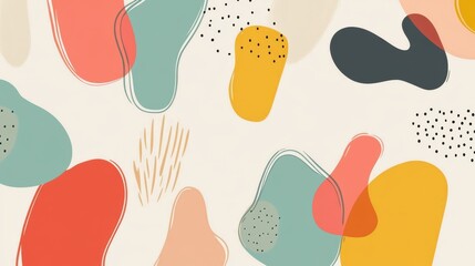 Aufkleber - Abstract Colorful Shapes and Patterns on Light Background