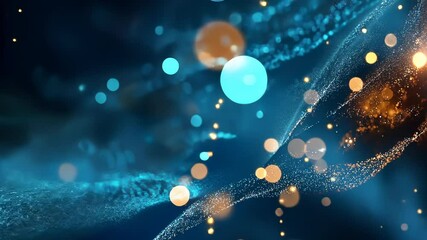 Aufkleber - atmosphere background Abstract flowing golden and blue particles, creating a magical and festive with video 4k