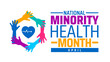 © Neelrong - national minority health month background banner or poster design template. observed every year in  April. Holiday concept. Use to any Template, card, poster, placard, template.