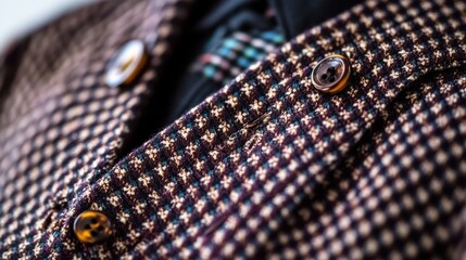 Poster - Close-up of Vintage Fabric and Buttons on Tailored Suit Jacket