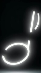 Poster - Glowing neon music note animation: dynamic light movement on dark background