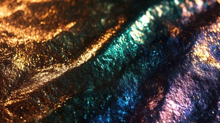 Poster - Colorful Iridescent Foil Textures with Vibrant Light Reflections
