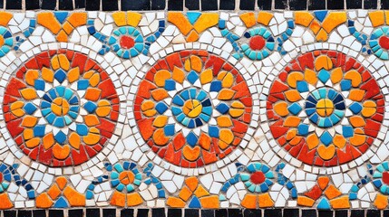 Poster - Colorful Mosaic Tile Design with Geometric Patterns and Bright Colors