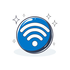 Poster - Glossy Wi-Fi symbol vector in a modern, stylized design with a blue circular background. Perfect for technology, internet, and wireless connection themes.