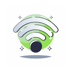 Poster - Wi-Fi signal vector with a modern, stylized design and glowing green background, representing wireless internet connectivity and digital communication.