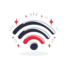 Poster - Wi-Fi signal icon in a modern vector style with red, black, and white accents. Minimalist wireless internet connection concept.