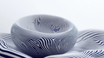 Poster - Intricate Design of Blue and White Striped Bowl on Elegant Surface