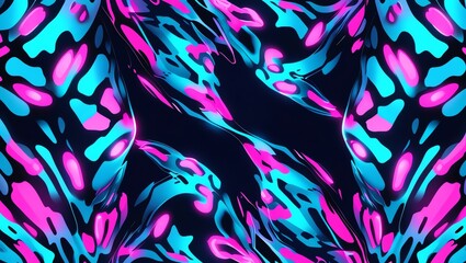 Wall Mural - abstract neon liquid swirls: a psychedelic blue and pink digital art