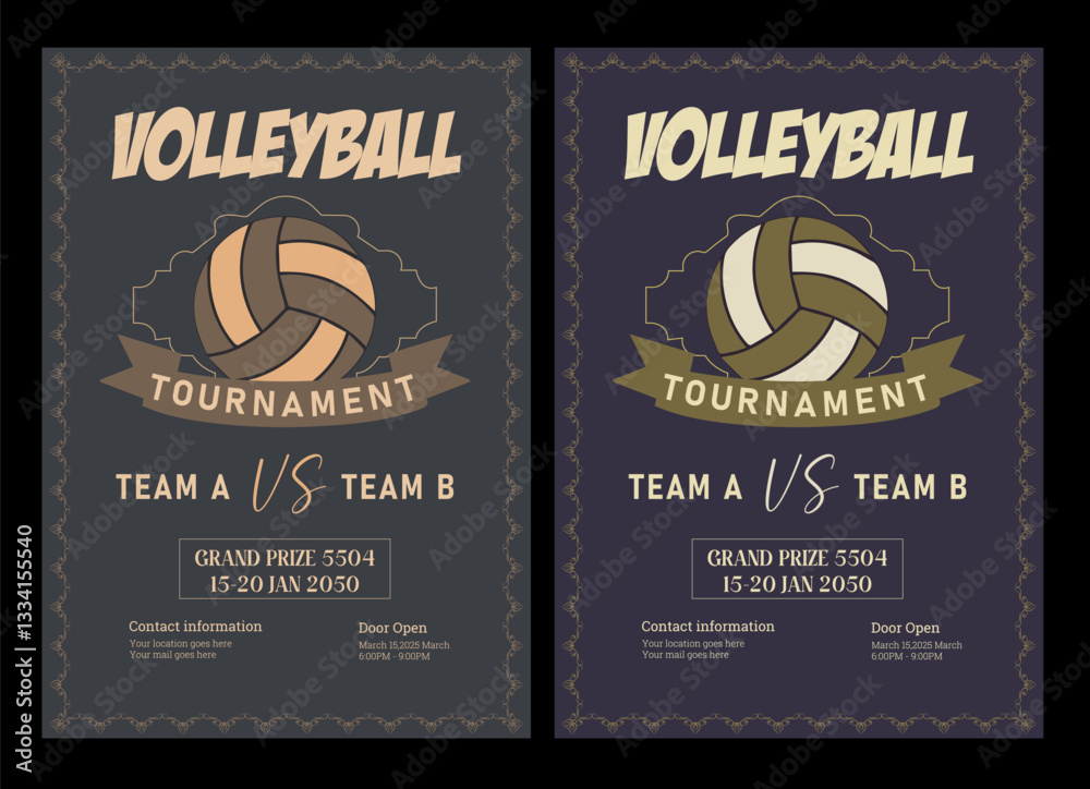 Volleyball Tournament Flyer Template Championship Sports Event Poster ...