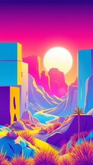 Wall Mural - Vibrant Futuristic Landscape