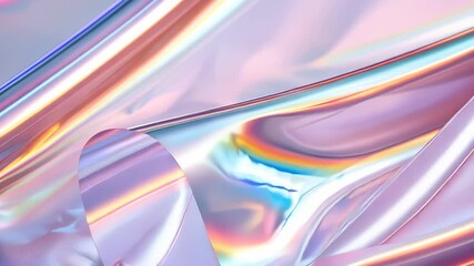 Poster - Abstract Iridescent holographic crystal glass plates reflecting prismatic colors against gradient background foil, forming dynamic geometric visual with futuristic luminescence video 4k