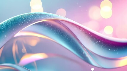 Poster - Abstract Iridescent holographic wave crystal glass plates reflecting prismatic colors against gradient rainbow background luminescence foil, forming dynamic geometric visual with futuristic texture vi