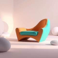 Wall Mural - Stylish modern chair in vibrant colors perfect for contemporary spaces