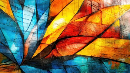 Poster - Vibrant Geometric Pattern in Bright Colors on Textured Surface