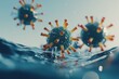 © Khatyjay - Close-up view of virus particles emerging from water, highlighting their structure and movement
