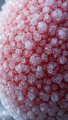 Poster - Close-Up of Pink Surface with Frosty Ice Crystal Formation