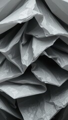 Poster - Abstract Textured Gray Paper Layers in Close-Up Photography