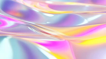 Poster - background Iridescent holographic crystal glass plates reflecting prismatic colors against gradient rainbow Abstract foil, forming dynamic geometric visual with futuristic luminescence video 4k