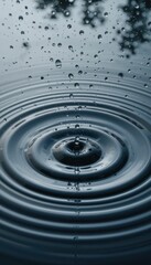 Poster - Close-Up of Water Droplets Creating Ripples on Calm Surface