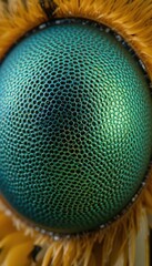Poster - Close-Up of a Vibrant Green Insect Eye with Textured Patterns