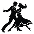 © Sadia - Couple dancing silhouette vector illustration isolated on white background, Silhouette of a dancing couple