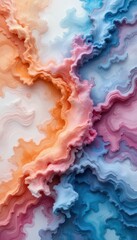 Poster - Abstract Fluid Art Design with Soft Waves in Orange and Blue Tones