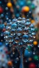 Poster - Colorful Bubbles Floating on Abstract Background with Texture