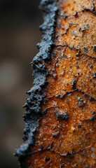 Poster - Close-Up of Textured Brown Bark with Dark Crusty Surface Details