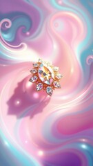 Wall Mural - Colorful jewel on flowing pastel background