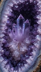 Poster - Elegant Amethyst Geode with Sparkling Crystals and Radiant Colors
